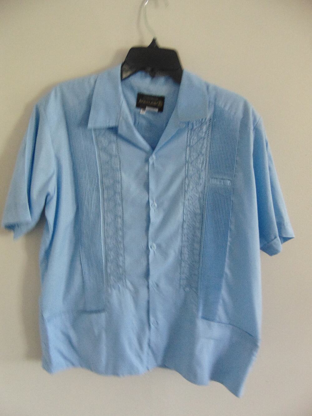Light Blue Guayabera Shirt -Aquiles -  Casual Dress - 40 - Blue